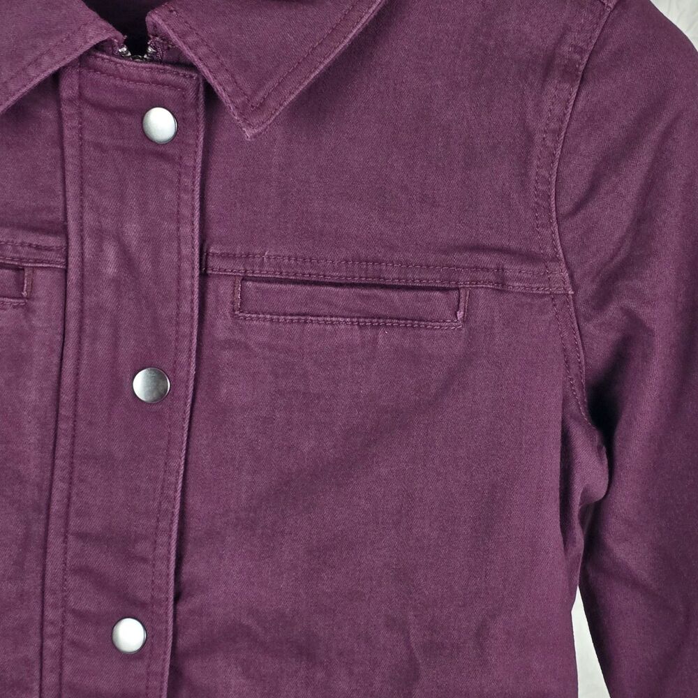 Universal Standard Jean Jacket Women’s Purple 4XS Cotton-Blend Stretch Snaps - Picture 3 of 8